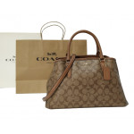 Coach Beige/Brown Signature Coated Canvas and Leather Margot Carryall Satchel