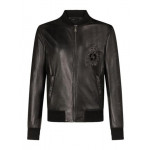 Dolce & Gabbana DG patch Leather Bomber Jacket