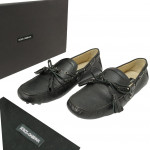 Dolce & Gabbana Black Pebbled Leather Knot Loafers