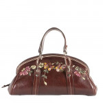 Christian Dior Leather Vintage Flowers Embroidered Satchel