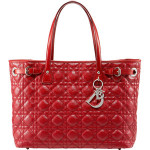 Christian Dior Red Cannage Quilted Coated Canvas Medium Panarea Tote Bag
