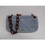 Prada Resin Chain Gaufre Flap Leather Medium Bag