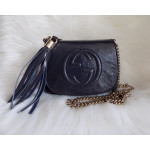 Gucci Navy Leather Soho Chain Shoulder Bag