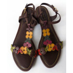 Louis Vuitton Leather Flower Flat Sandals