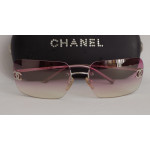 Chanel Silver-Tone "CC" Pink Rimless 