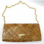 Vintage Crocodile Skin Clutch Bag with Removable Long Strap