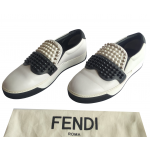 Fendi Karlito Studded Leather Slip On Sneakers