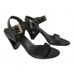 Fendi Black Leather Ankle Strap Sandals