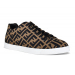 Fendi FF logo  Mesh And Leather Low Top Sneakers