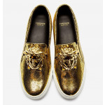 Versace Medusa Gold Leather Sneakers Trainers Shoes