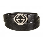 Gucci Guccissima Square G black Leather Belt