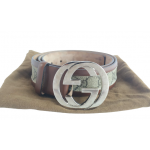 Gucci Monogram Interlocking G Canvas & Leather Belt