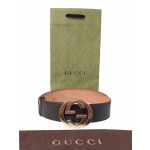 Gucci Signature Interlocking G buckle Leather Belt