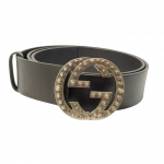 Gucci Interlocking Studded G Buckle Leather Belt