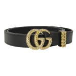 Gucci GG Marmont Torchon Black Leather Belt