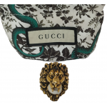 Gucci Italy Gold Tone Lion Head Pearl In Mouth Ring