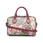 Gucci Pink GG Supreme Canvas Blooms Boston Bag
