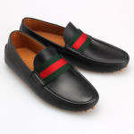 Gucci Leather Miro Soft Web Stripe Men's Loafers