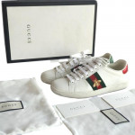 Gucci womens Ace Bee White Leather Sneaker