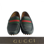 Gucci Leather Miro Soft Web Stripe Loafers