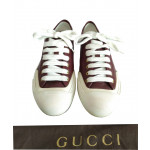 Gucci 379648 Maroon Leather Cap Toe Lace Sneakers