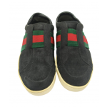 Gucci Web Suede Leather Laceless Slip On Sneakers