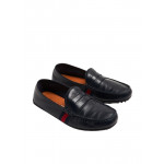 Gucci Black Leather Web Detail Penny Slip On Loafers