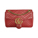 Gucci GG Marmont Matelasse Hibiscus Red Leather Shoulder Bag