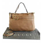 Gucci Brown Pebbled Leather Ride Medium Top Handle Bag