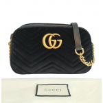 Gucci Black Quilted Velvet Marmont Camera Bag