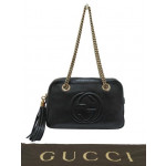 Gucci Soho Leather Double Chain Strap Shoulder Bag