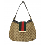 Gucci Beige GG Canvas New Ladies Web Hobo Bag