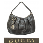 Gucci Guccissima Sukey Black Leather Hobo Bag