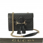 Gucci Micro Guccissima Black Leather Emily Small Shoulder Bag
