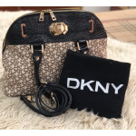 DKNY Black and Cream Tote Bag