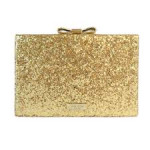 Kate Spade Emanulle Evening Belles Gold Glitter Bow Clutch