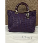 Christian Dior Purple Woven Leather Tote