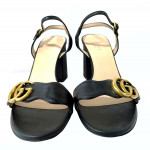 Gucci Marmont Leather GG Block-Heel Sandals