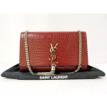 Saint Laurent Crocodile Embossed Calfskin Leather Kate Tassel Bag