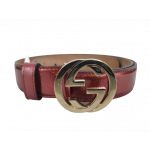 Gucci Guccissima Patent Leather Interlocking G Buckle Belt