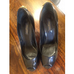 Louis Vuitton Black Patent Leather Pumps with Gold Plated Locks