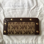 Michael Kors Brown and Beige Studded Wallet