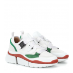 CHLOE Sonnie Leather Velcro Strap Sneakers In White In 39v Green - INTTSBCHC18A05118