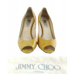 Jimmy Choo Isabel Patent Leather Peep Toe Low Heel Pump