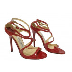 Jimmy Choo Red Patent Leather Lance Strappy Sandals