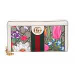 Gucci GG Supreme Flora Ophidia Zip Around Wallet