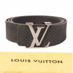 Louis Vuitton Carbone Mini Damier Suede Leather LV Initiales Belt