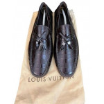Louis Vuitton Damier Brown Leather Bow Tassel Loafer