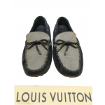Louis Vuitton Grey and Blue Suede Gloria Loafers