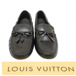 Louis Vuitton Black Leather Bow Slip On Loafers